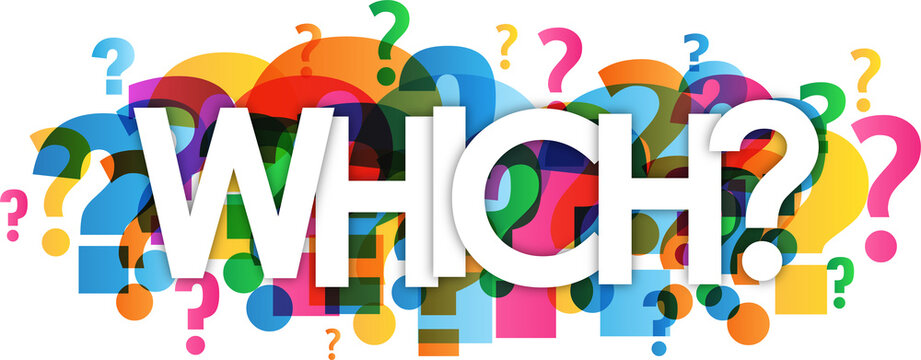 WHICH? colorful typography banner on transparent background