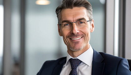 Smiling mature businessman at work