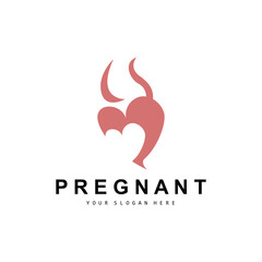 Pregnant Logo, Pregnant Mother Care Design, Vector Beauty Pregnant Mom and Baby, Icon Template Illustration