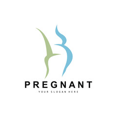 Pregnant Logo, Pregnant Mother Care Design, Vector Beauty Pregnant Mom and Baby, Icon Template Illustration