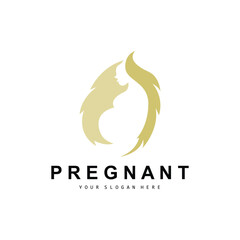 Pregnant Logo, Pregnant Mother Care Design, Vector Beauty Pregnant Mom and Baby, Icon Template Illustration