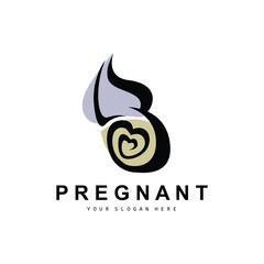 Pregnant Logo, Pregnant Mother Care Design, Vector Beauty Pregnant Mom and Baby, Icon Template Illustration