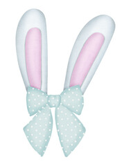 Watercolor Easter bunny ears illustration