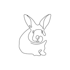 Fototapeta na wymiar Rabbit in continuous one line drawing style. Easter bunny in simple minimalistic style. Vector illustration