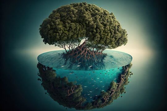 Save the oceans. World water day. World oceans day. Generative AI illustration.