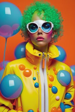 a fictional colorful futuristic bold fashion portrait
