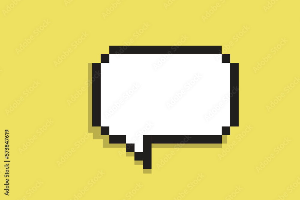 Aufkleber dialog bubble isolated on yellow background 8-bit pixel art
