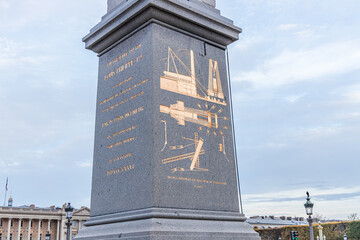 Pedestal of the Egyptian Obelisk of the Place de la Concorde square in Paris France
