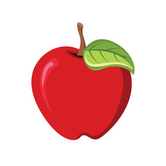 Apple. Vector red apple icon. Fruit illustration for a farmer's market menu. Healthy eating design. For web design, print. Vegetables. Vegetarian. Vegan.