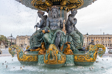 Fototapeta na wymiar Fountain on the Place de la Concorde square in Paris, France