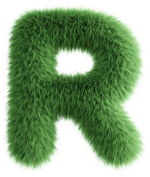 Green 3D Fluffy Letter R