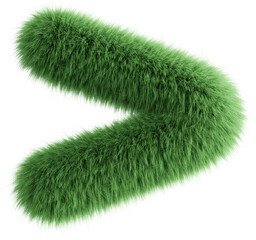 Green 3D Fluffy Symbol Greater Than - obrazy, fototapety, plakaty