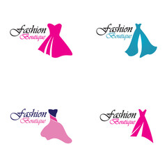 Beautiful dress woman logo simple creative for boutique fashion shop logo vector