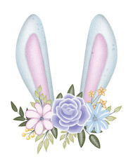 Watercolor Easter bunny ears illustration