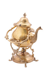 Elegant gilded tea pot set with burner.