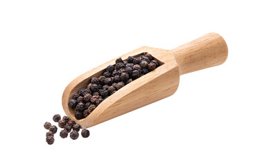 peppercorn in wood scoop isolated on transparent png