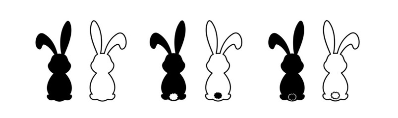 Set easter bunny silhouettes vector illustration. - obrazy, fototapety, plakaty