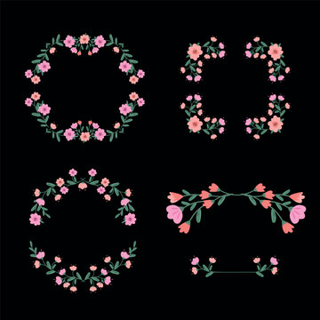 Spring decorative frames with flowers