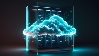 Cloud computing technology concept. Futuristic illustration AI generated
