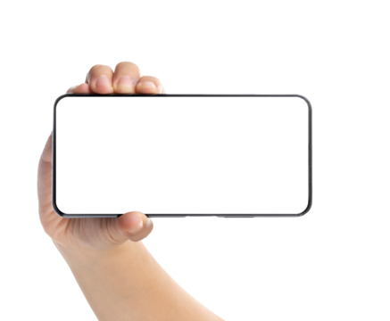 Hand holding smartphone with blank screen,mockup with copy space for advertising online