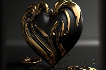 black and gold heart generative ai