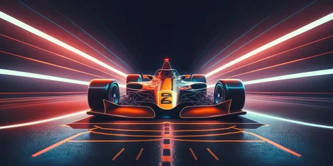 Crédence de cuisine en verre imprimé F1 f1 racing track with light at night generative ai illustration