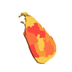 Sri Lanka political map of administrative divisions - provinces. 3D map in shades of orange color.