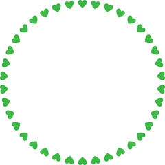 round vector frame with hearts - green colored circle banner
