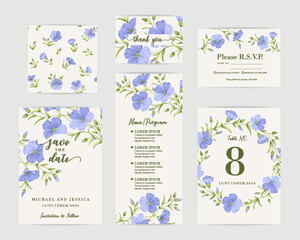 Wedding invitation. Floral linen hand-drawn illustration.