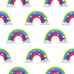 Seamless pattern sweet desserts, Watercolor rainbow cookies illustration
