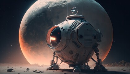 spaceship and moon Generative Ai