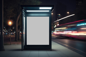 a Mockup of a blank advertising light banner with long-exposure generative ai 3D style Illustration
