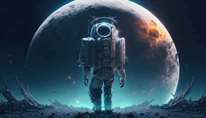 Obraz na płótnie Canvas spaceship and moon Generative Ai