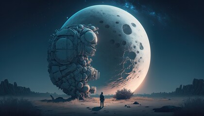 spaceship and moon Generative Ai