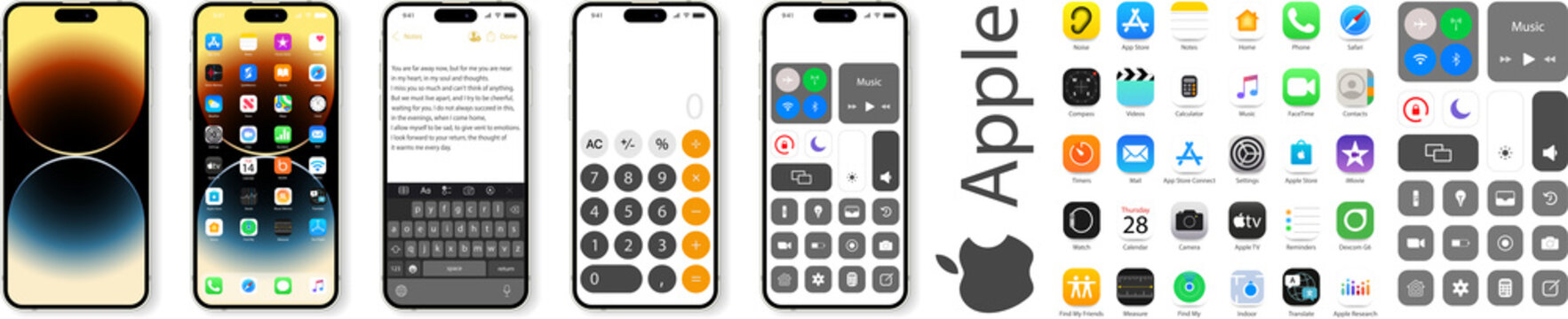 Apple interface. Iphone display. Iphone home page with popular apps. 