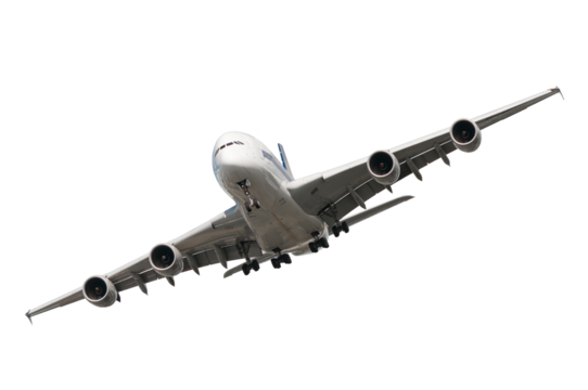 Big landing airplane isolated on white background