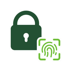 Finger Print Biometric Identification with Padlock Silhouette Icon. Lock with Fingerprint ID Glyph Pictogram. Scan Unique Thumbprint Icon. Safety Privacy Color Sign. Isolated Vector Illustration