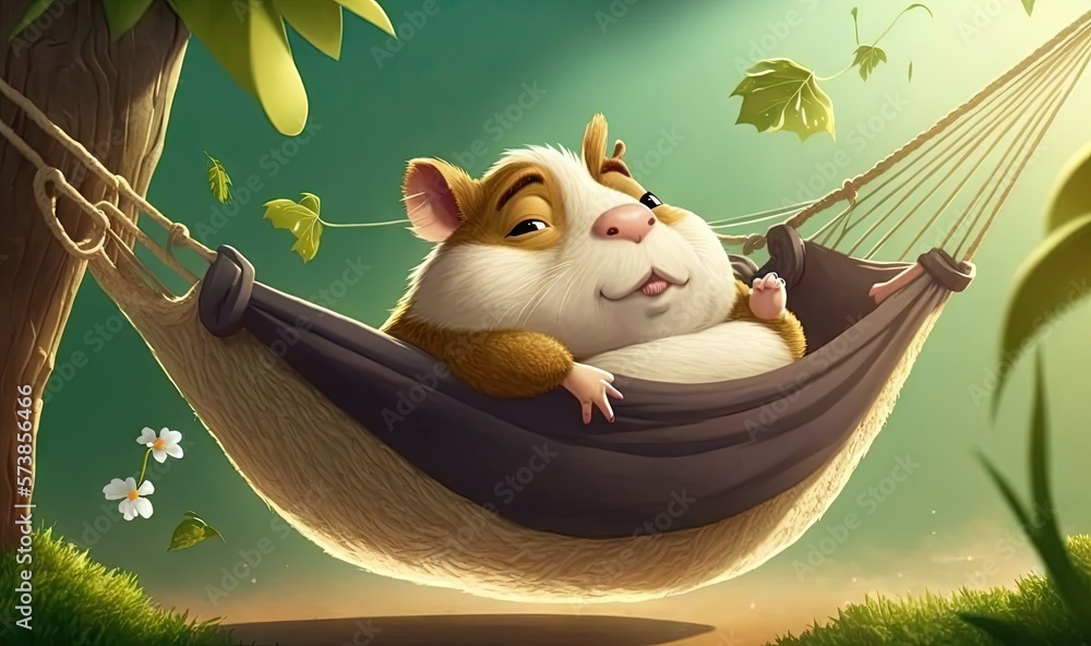 Poster a hammock with a hammock in it. generative ai