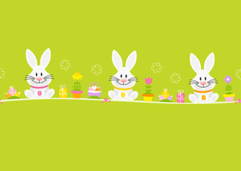 Karte 3 Weiße Osterhasen Icons Grün