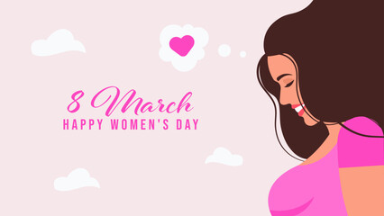  International Women's Day. A set of greeting cards with beautiful women. Legacy of female empowerment. Silhouette vector illustartion