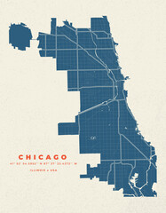 Obraz premium Chicago map vector poster flyer 