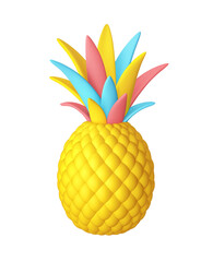 Cartoon yellow pineapple isolated on white background. Clipping path included