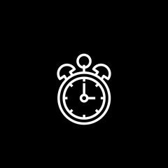 Clock icon. Task time icon and watch icon symbol isolated on black background.