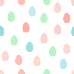 Seamless pattern with pink blue green and orange easter eggs in delicate pastel colors cute illustration eggs in flat style
