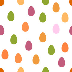 Seamless pattern with pink blue green and orange easter eggs in delicate pastel colors cute illustration eggs in flat style