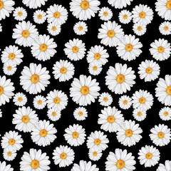 Watercolor floral pattern with daisies, wildflowers, summer print