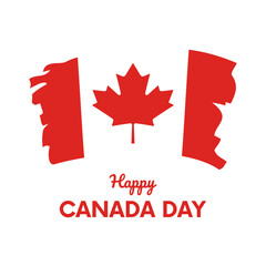 Fototapeta na wymiar Happy Canada Day vector illustration isolated on a white background. Abstract grunge waving flag of Canada icon vector. Paintbrush Canadian flag graphic design element. July 1. Important day