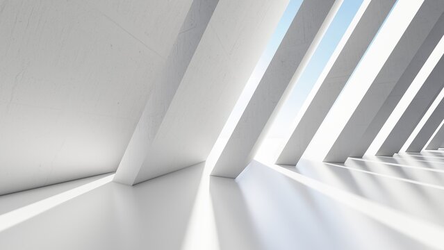 Architecture background geometric concrete wall in interior 3d render © Annuitti