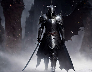 Naklejka premium Medieval knight with sword. Generative AI