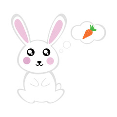 Obraz na płótnie Canvas Rabbit thinking about carrots